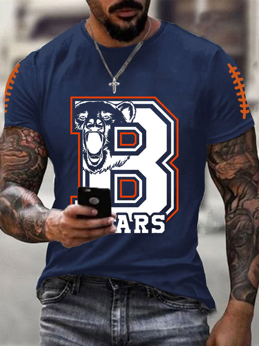 Men's Football Fans Lovers Gameday Casual Short Sleeve T-shirt