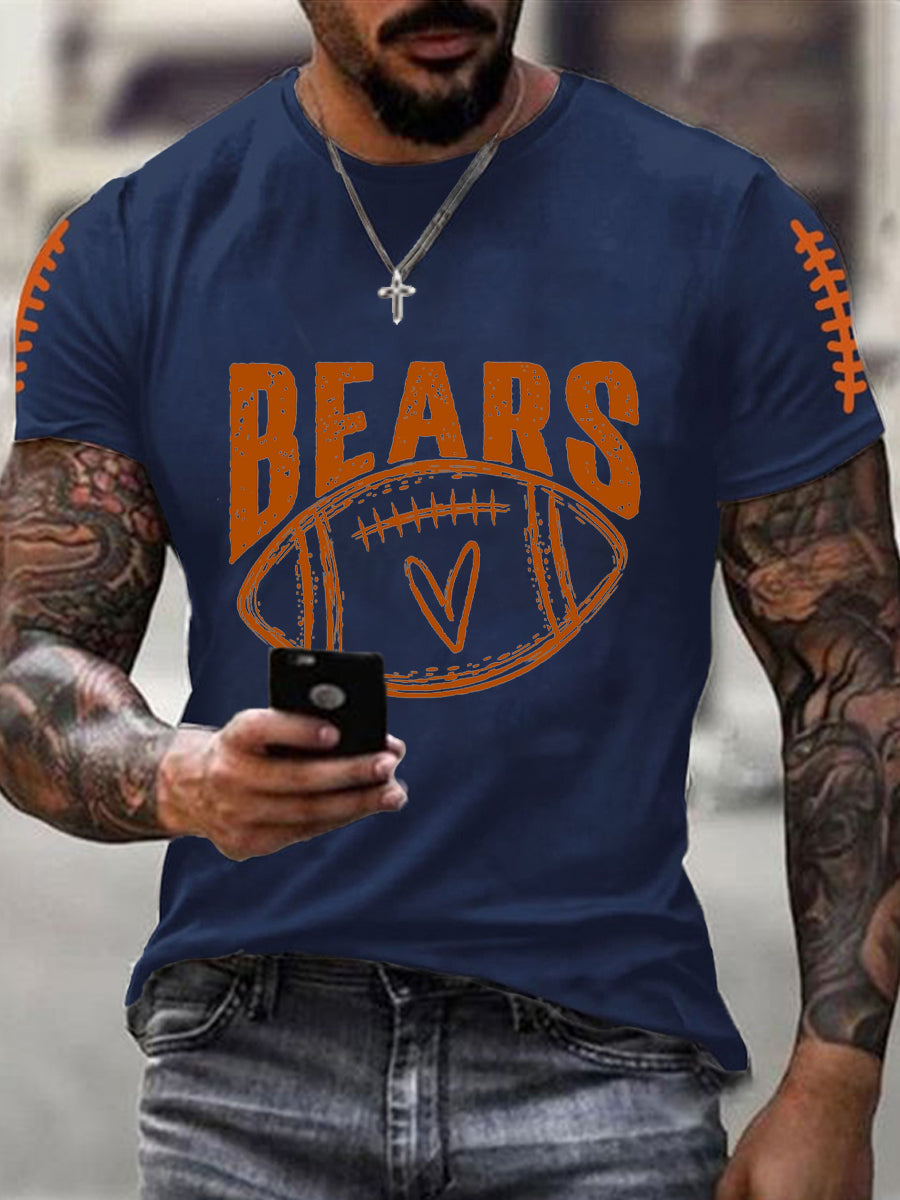 Men's Football Fans Lovers Gameday Casual Short Sleeve T-shirt