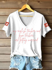 Women's Taylor Swift and Travis Kelce  Engagement short-sleeved T-shirt