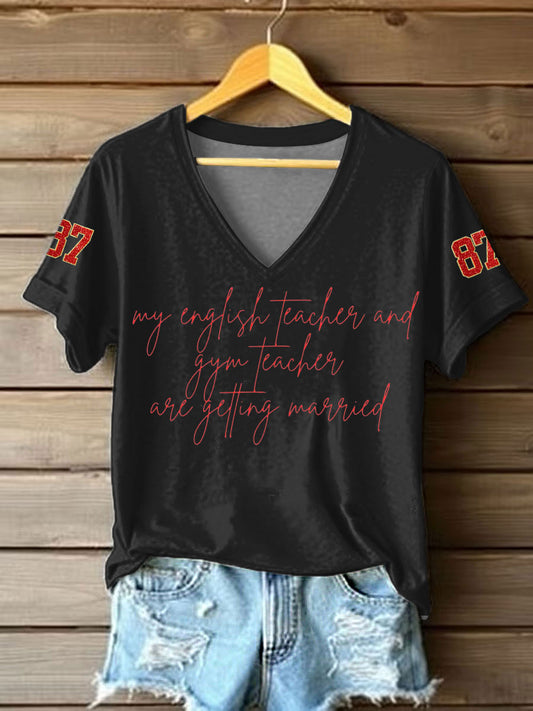 Women's Taylor Swift and Travis Kelce  Engagement short-sleeved T-shirt