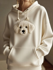 Women's Classic Plush Golden Retriever Felt Comfort Oversized Hoodie
