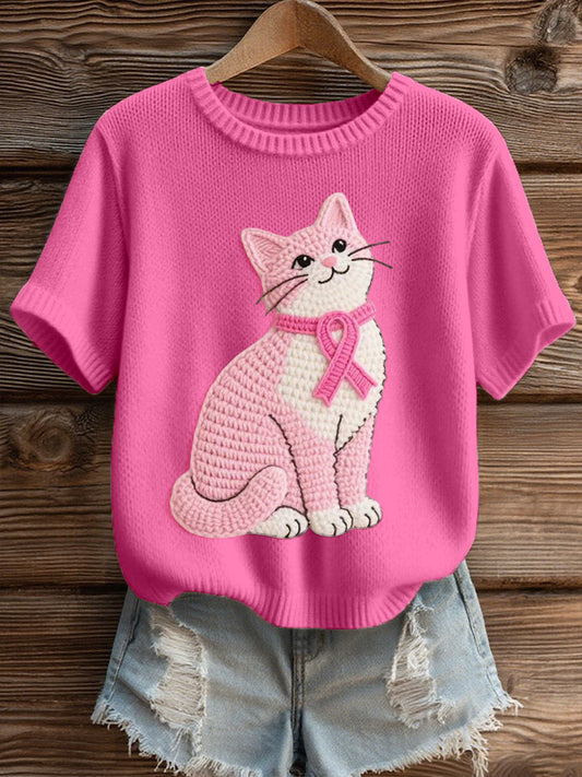 Women's Lovely Cat Crochet Pattern Cozy Knit Top