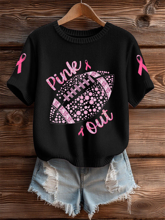 Women's Breast Cancer Football Pink Out Short-sleeved T-shirt