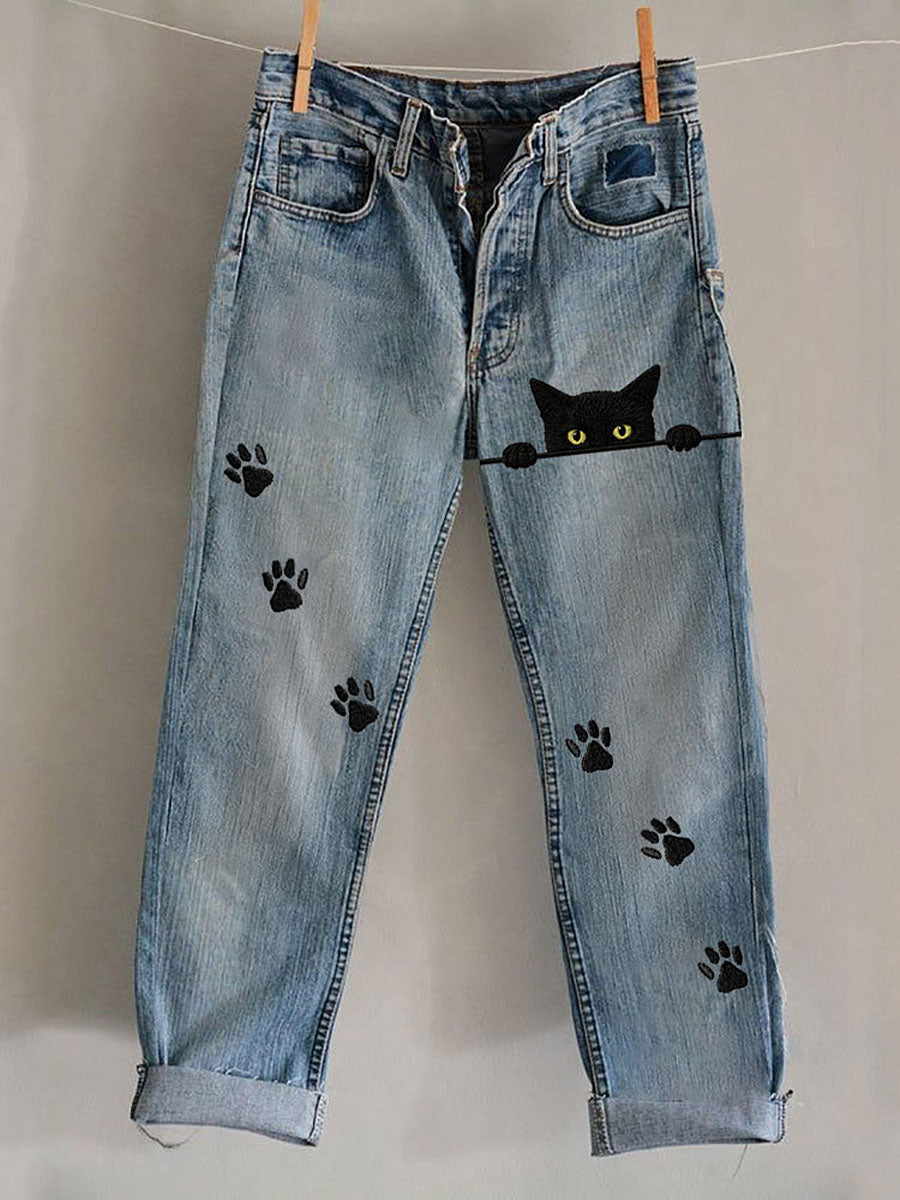 Women's Vintage Cat Casual Pants