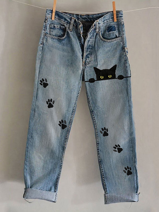 Women's Vintage Cat Casual Pants