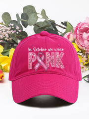 In october we wear pink breast cancer neutral hats