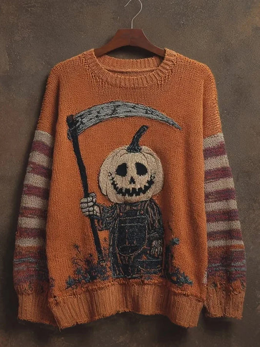 Women's Halloween Pumpkin Art Print Long Sleeve Sweatshirt