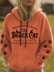 Women's Halloween Black Cat Hoodie
