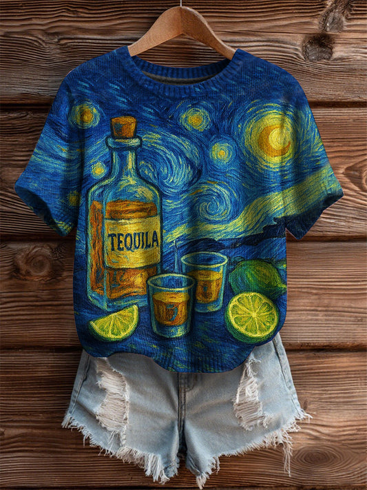 Women's Halloween Starry Sky Tequila Short-sleeved T-shirt
