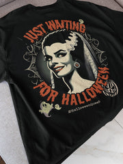 Women's Vintage Just Waiting For Halloween Casual Tee