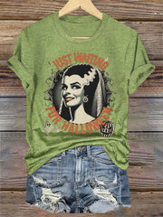Women's Vintage Just Waiting For Halloween Casual Tee