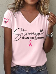 Women's Stronger Than The Storm Print V-Neck T-Shirt