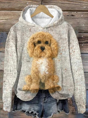 Women's Puppy Print Long Sleeve Hoodie