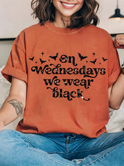 Women's On Wednesdays We Wear Black Halloween Horror Party Casual Tee