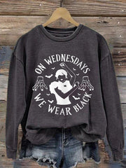 Women's On Wednesdays We Wear Black Halloween Horror Party Casual Sweatshirt