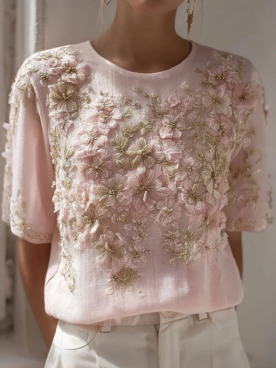 Women's Breast Cancer Pink Floral Tops