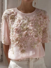 Women's Breast Cancer Pink Floral Tops