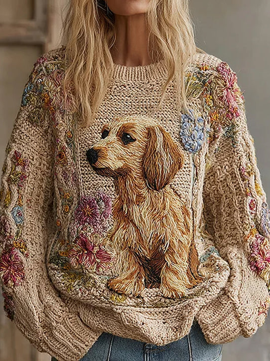 Women's Cute Dog Art Sweatshirt