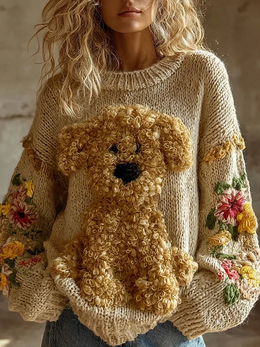 Women's Cute Dog Art  Sweatshirt