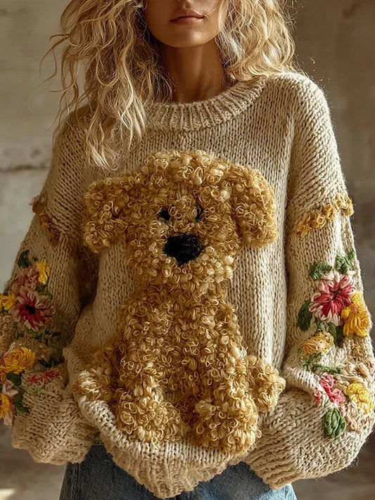 Women's Cute Dog Art  Sweatshirt