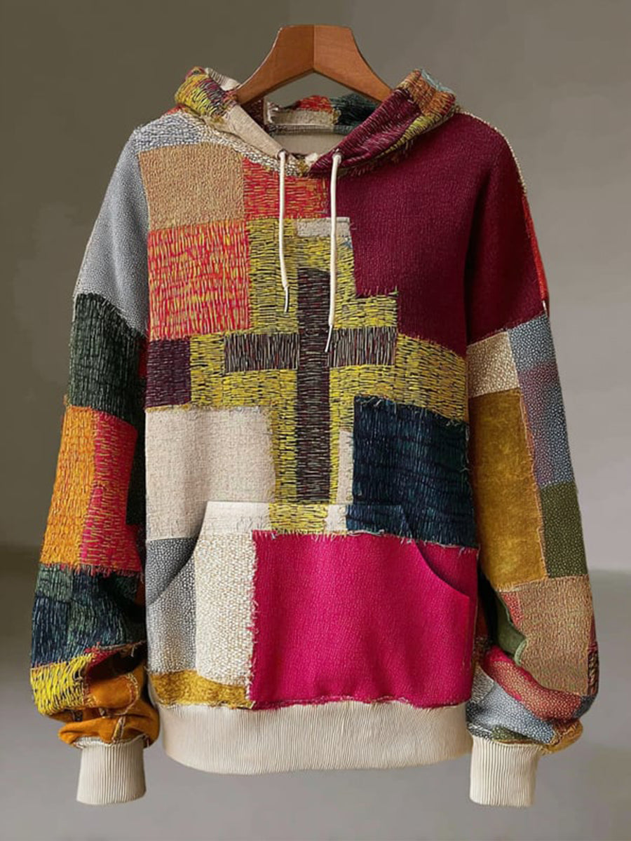 Men's Faith Cross Art Oversized Drop-Shoulder Hoodie