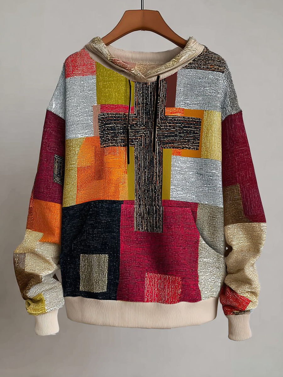 Men's Faith Cross Art Print Oversized Drop-Shoulder Hoodie