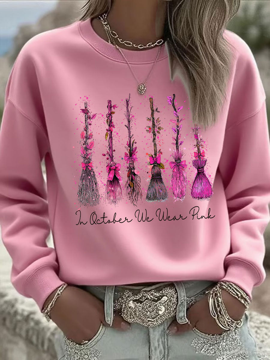 Women's Breast Cancer Awareness In October We Wear Pink Printed Casual Sweatshirt
