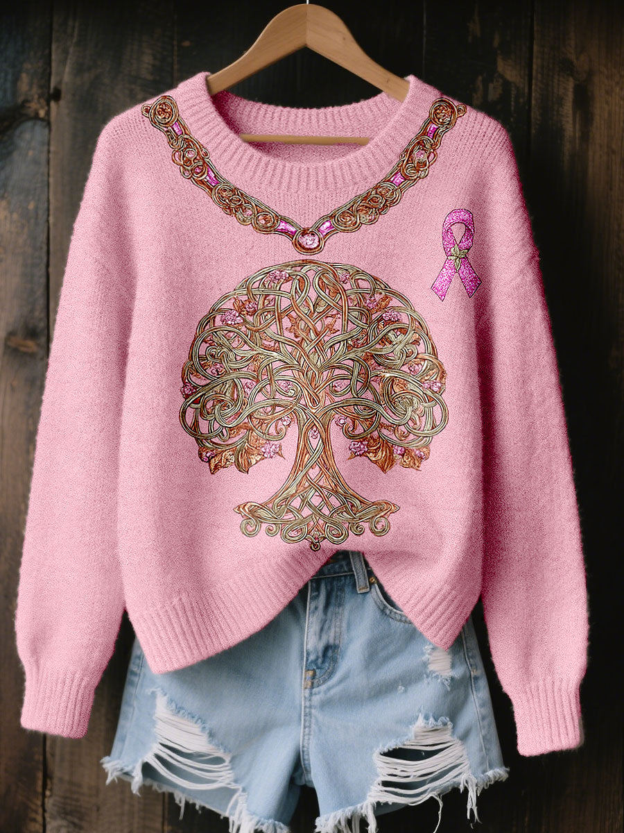 Women's Breast Cancer Awareness Pink Ribbon Tree Tops