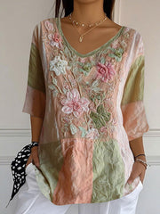 Women's Breast Cancer Pink Floral Print Tops