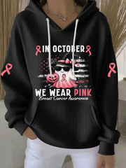 Women's In October We Wear Pink Printed Casual Hoodie