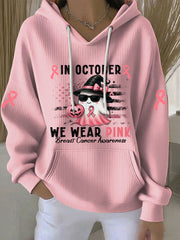 Women's In October We Wear Pink Printed Casual Hoodie