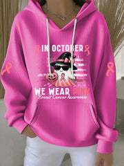 Women's In October We Wear Pink Printed Casual Hoodie