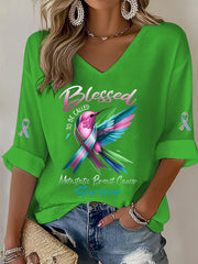 Women's Metastatic Breast Cancer Awareness Print Casual T-Shirt