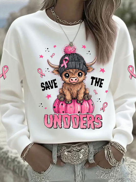 Women's Breast Cancer Awareness Pink Ribbon Print Casual Sweatshirt