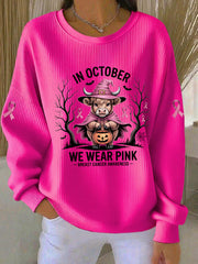 Women's In October We Wear Pink Printed Casual Hoodie
