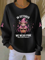 Women's In October We Wear Pink Printed Casual Hoodie