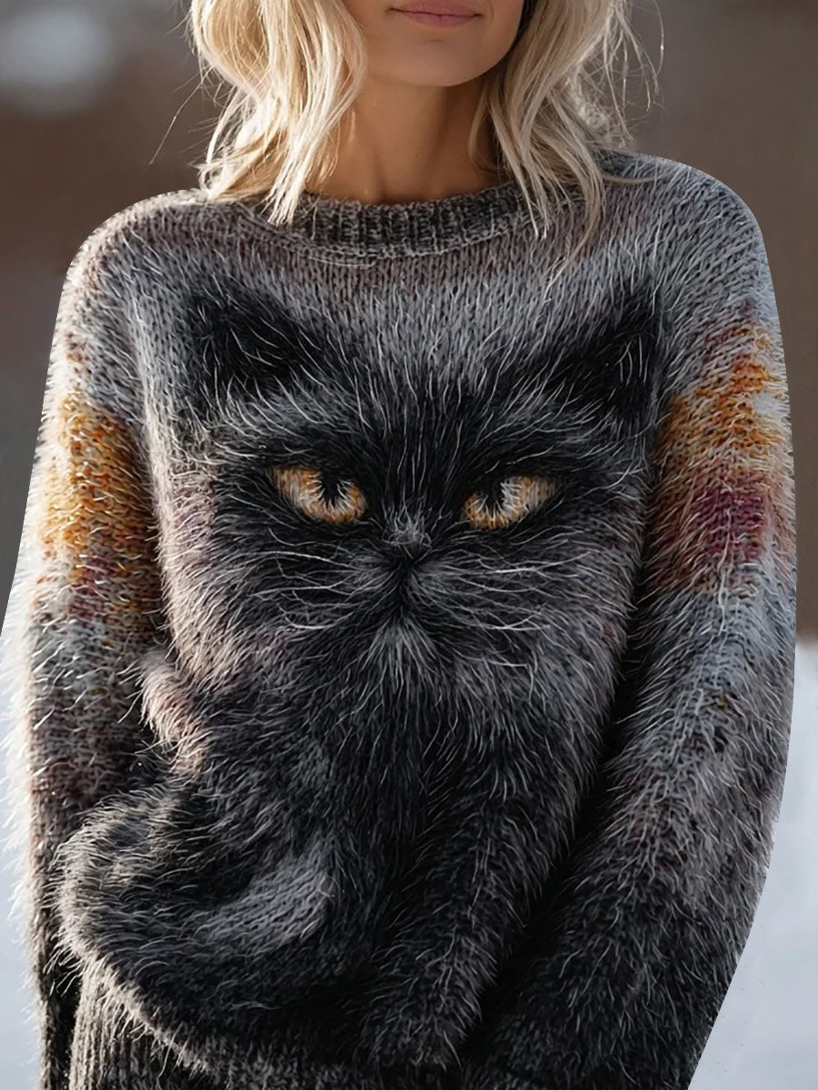 Women's Cute Cat Print Casual Top