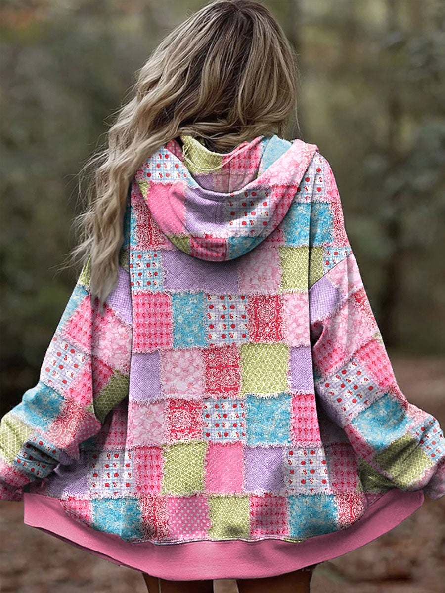 Women's breast cancer pink geometric floral print coat