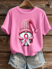 Women's Pink Ribbon Print Casual T-shirt