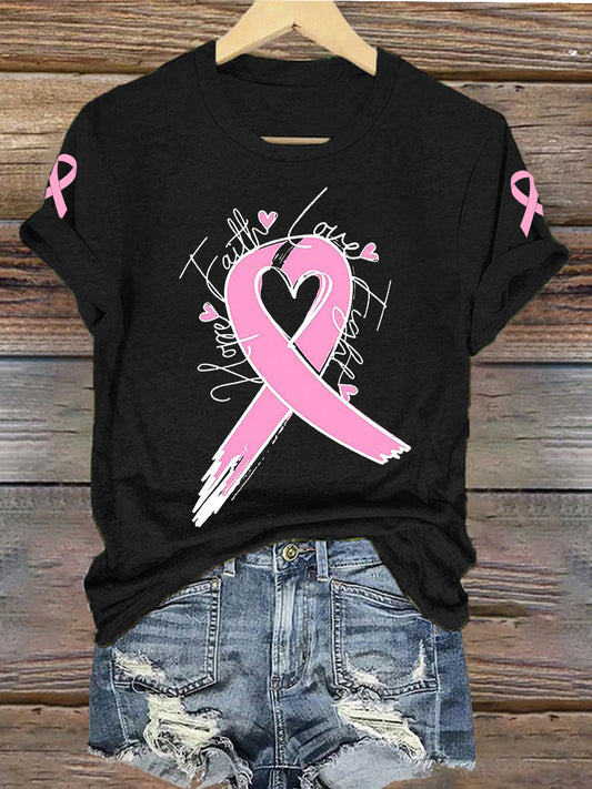 Women's Hope Faith Love Fight Breast Cancer T-Shirt