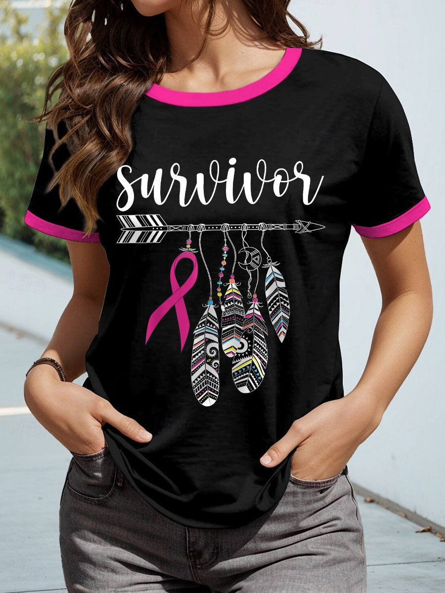 Women's Indigenous Pink Breast Cancer T-Shirts