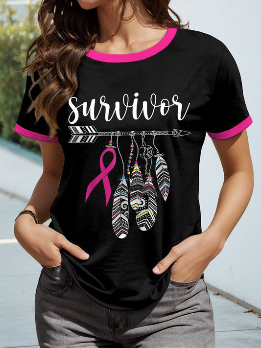 Women's Indigenous Pink Breast Cancer T-Shirts