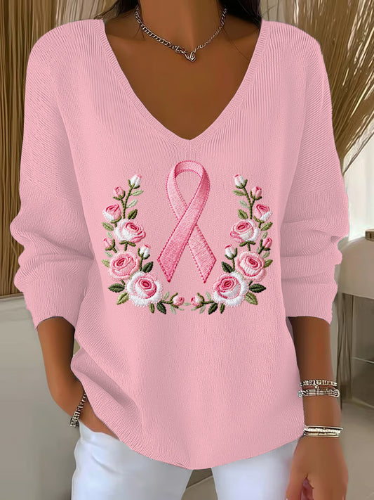 Women's Breast Cancer Pink Printed Casual Top