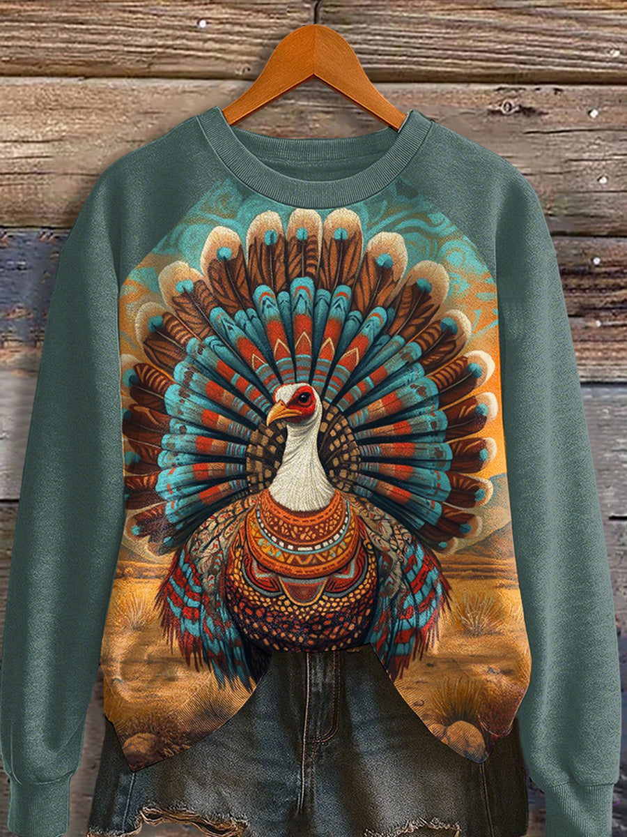 Women's Thanksgiving Turkey Print Sweatshirt