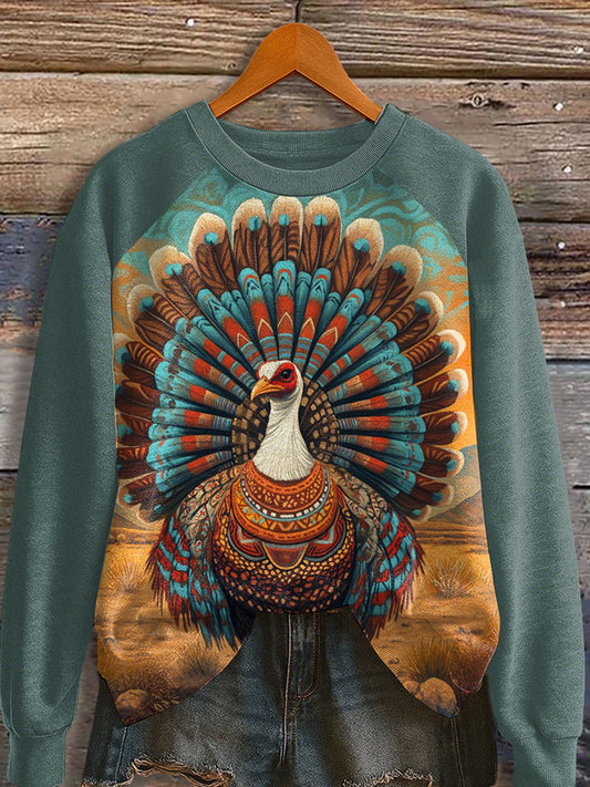 Women's Thanksgiving Turkey Print Sweatshirt