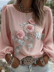 Women's Pink Floral Print Casual Top