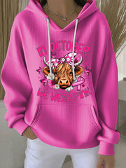 Women's In October We Wear Pink Printed Casual Hoodie