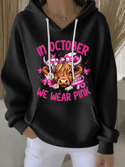 Women's In October We Wear Pink Printed Casual Hoodie