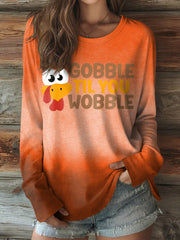 Women's Thanksgiving Turkey Print Casual Long Sleeve T-Shirt