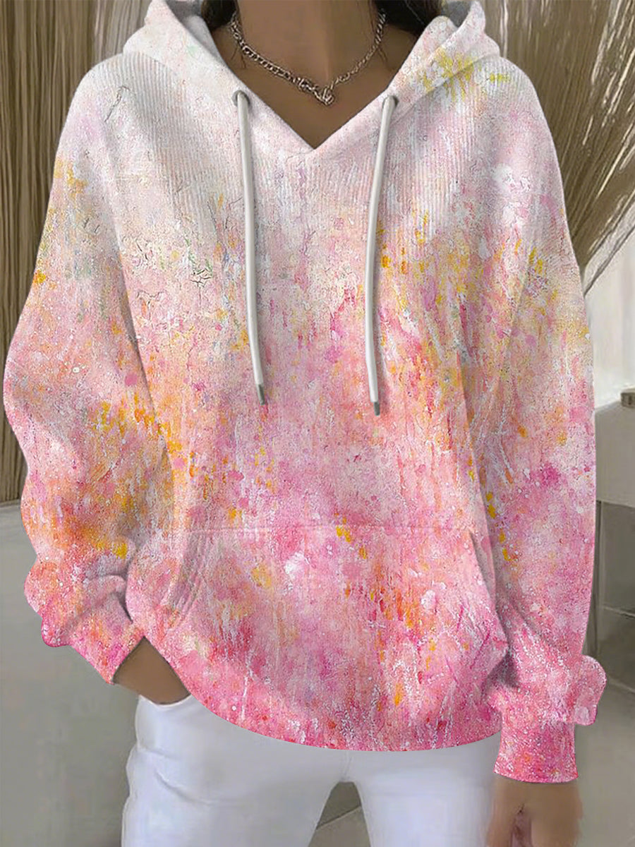 Women's Breast Cancer Pink Print Casual Hoodie